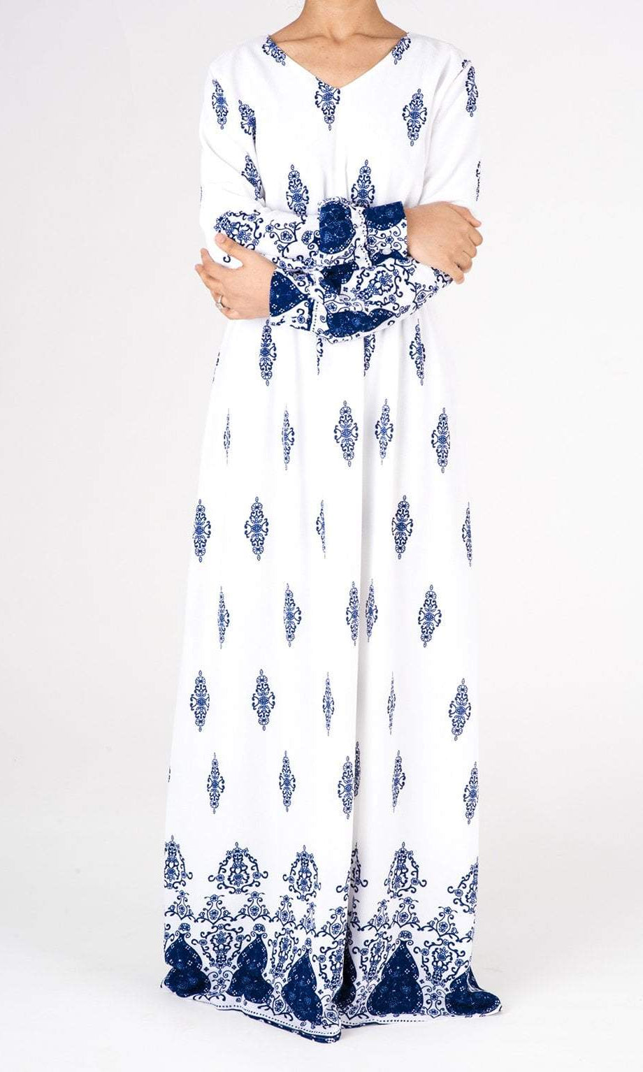 White Moroccan print maxi dress Kabayare