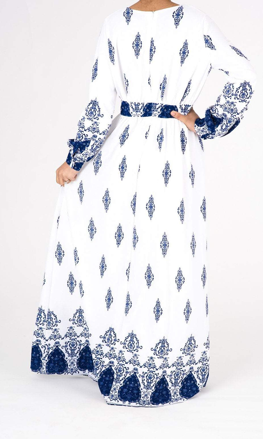 White Moroccan print maxi dress Kabayare