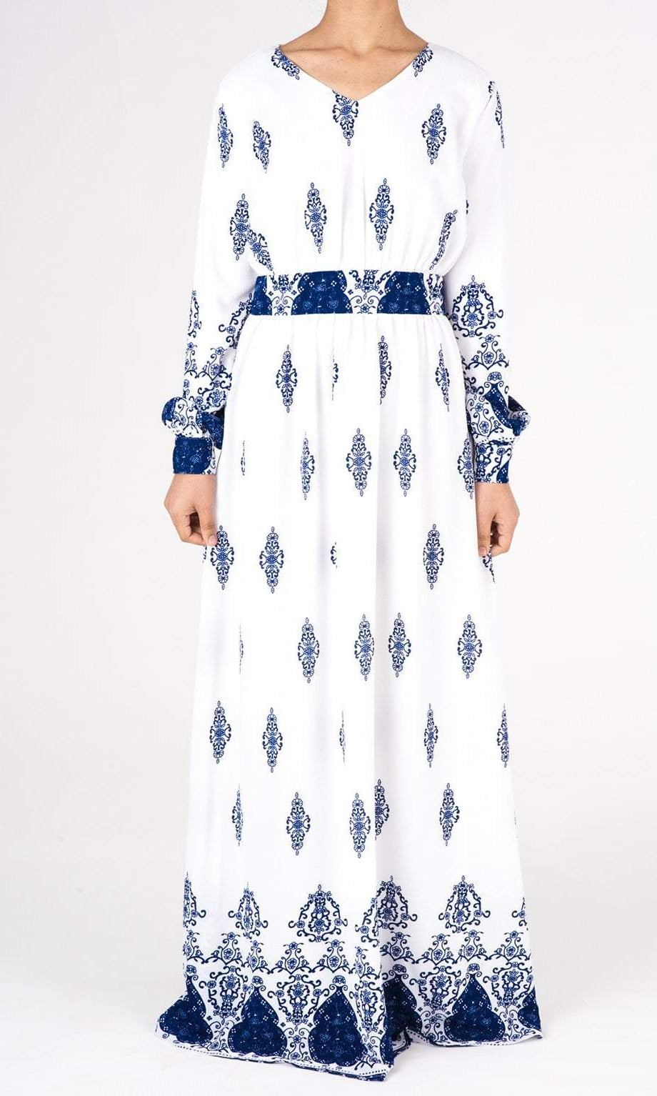 White Moroccan print maxi dress Kabayare