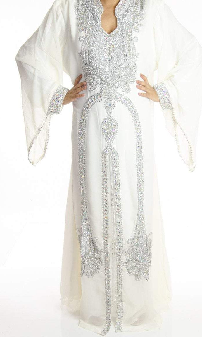 White on Crystals Khaleeji Dress Kabayare