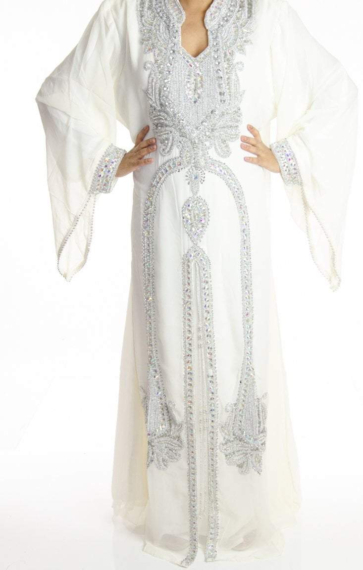 White on Crystals Khaleeji Dress Kabayare