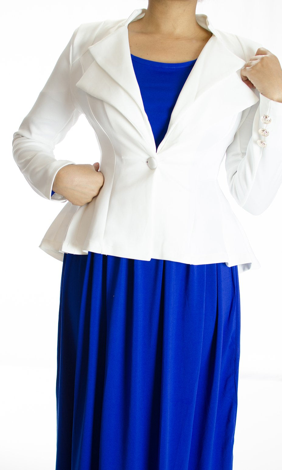 White Peplum Blazer Kabayare