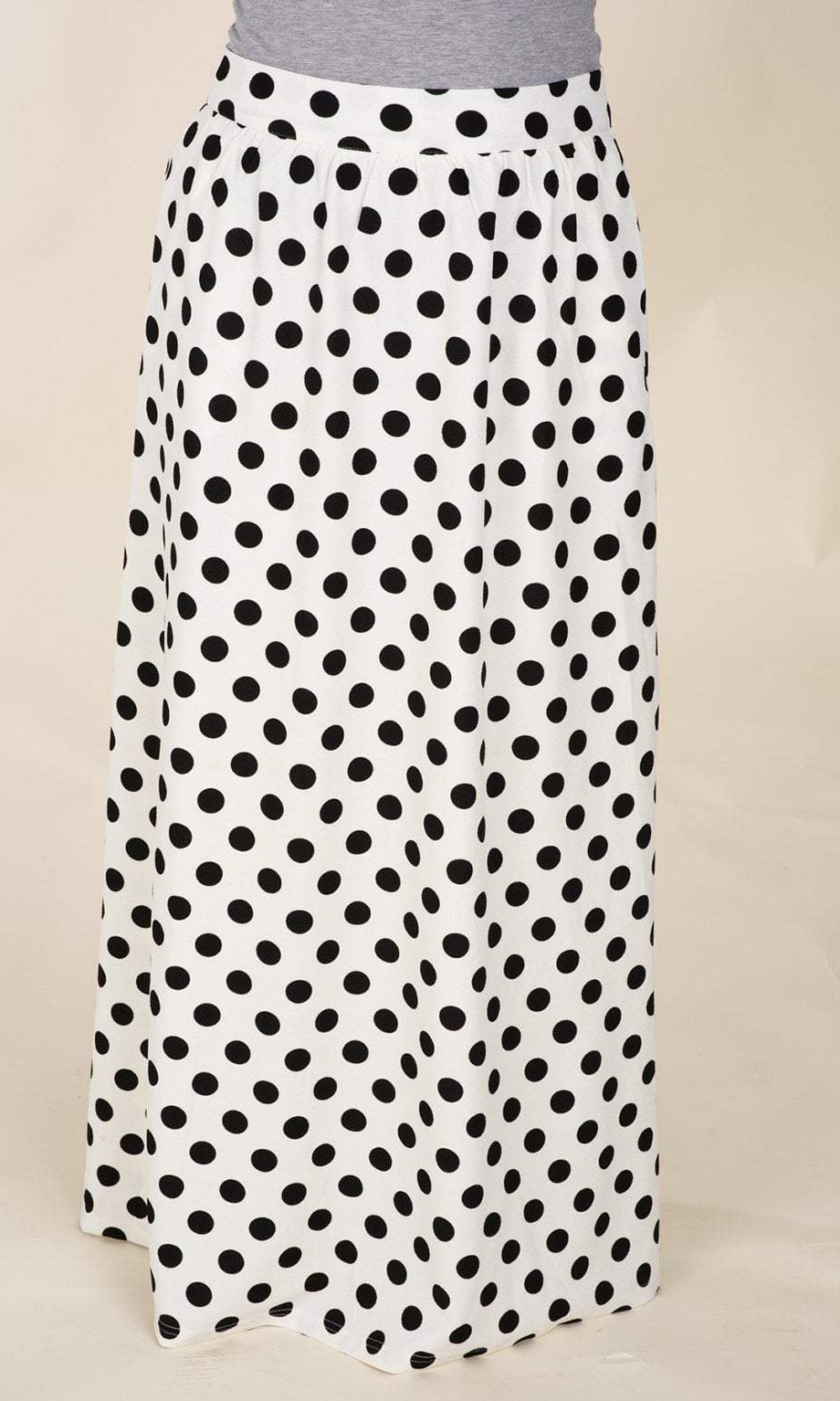 White Polka Dot Maxi Skirt Kabayare