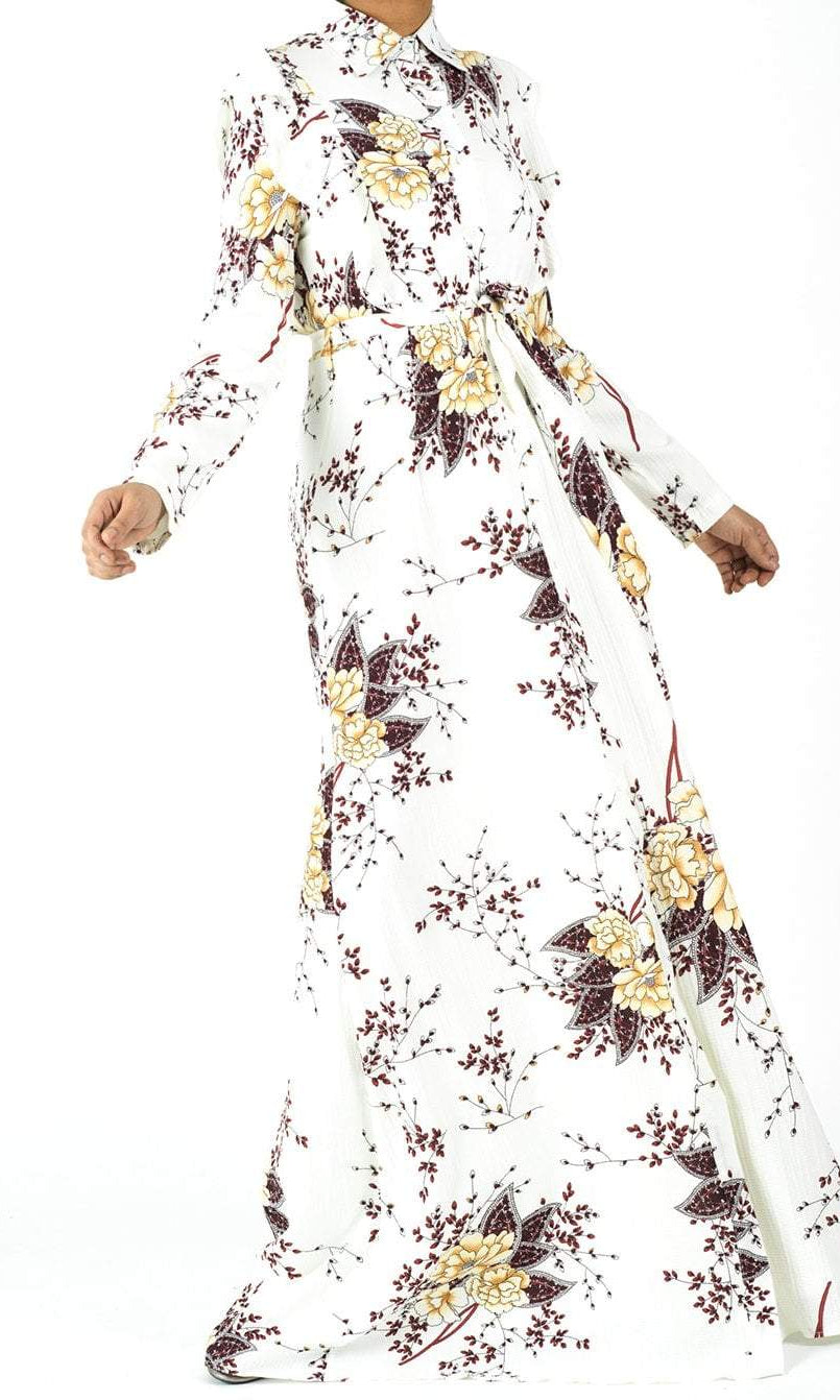 White print ruffles maxi dress Kabayare