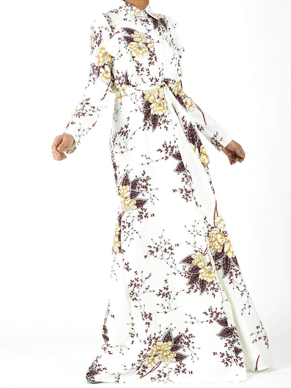 White print ruffles maxi dress Kabayare