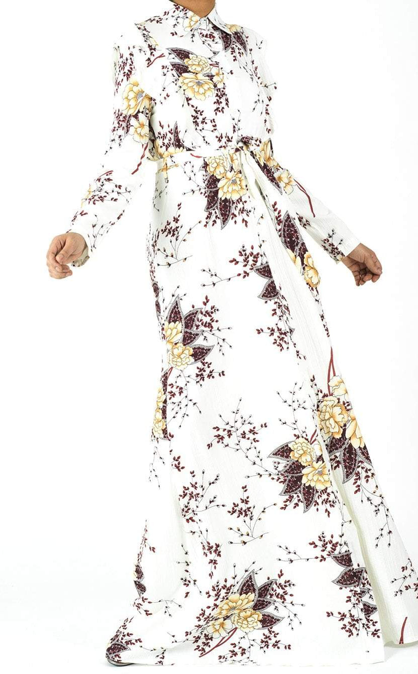 White print ruffles maxi dress Kabayare