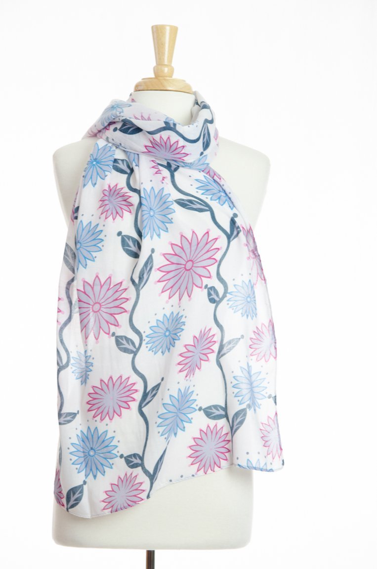 White Sun-Floral Scarf Kabayare