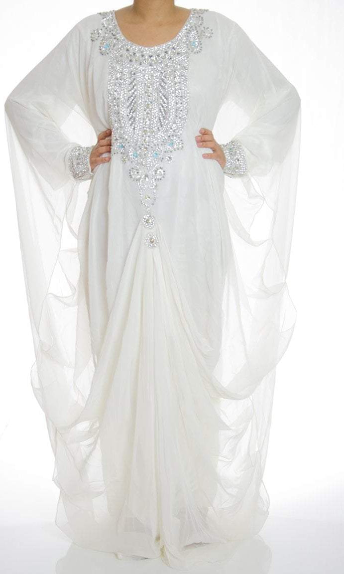 White Swarovski Kaftan Kabayare