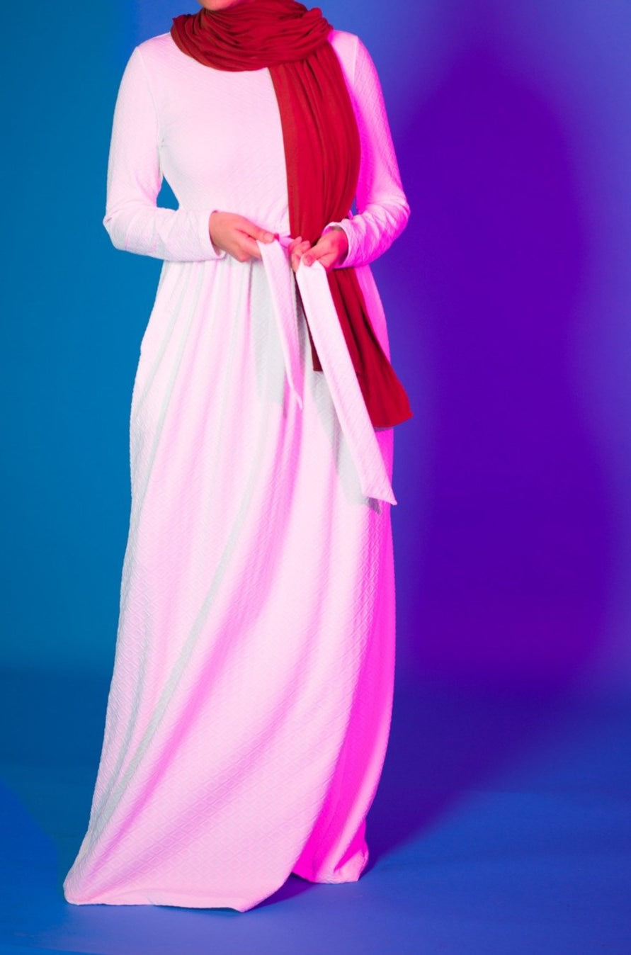 White Textured Ponti-di-roma dress Kabayare