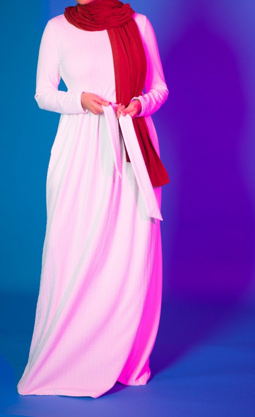 White Textured Ponti-di-roma dress Kabayare