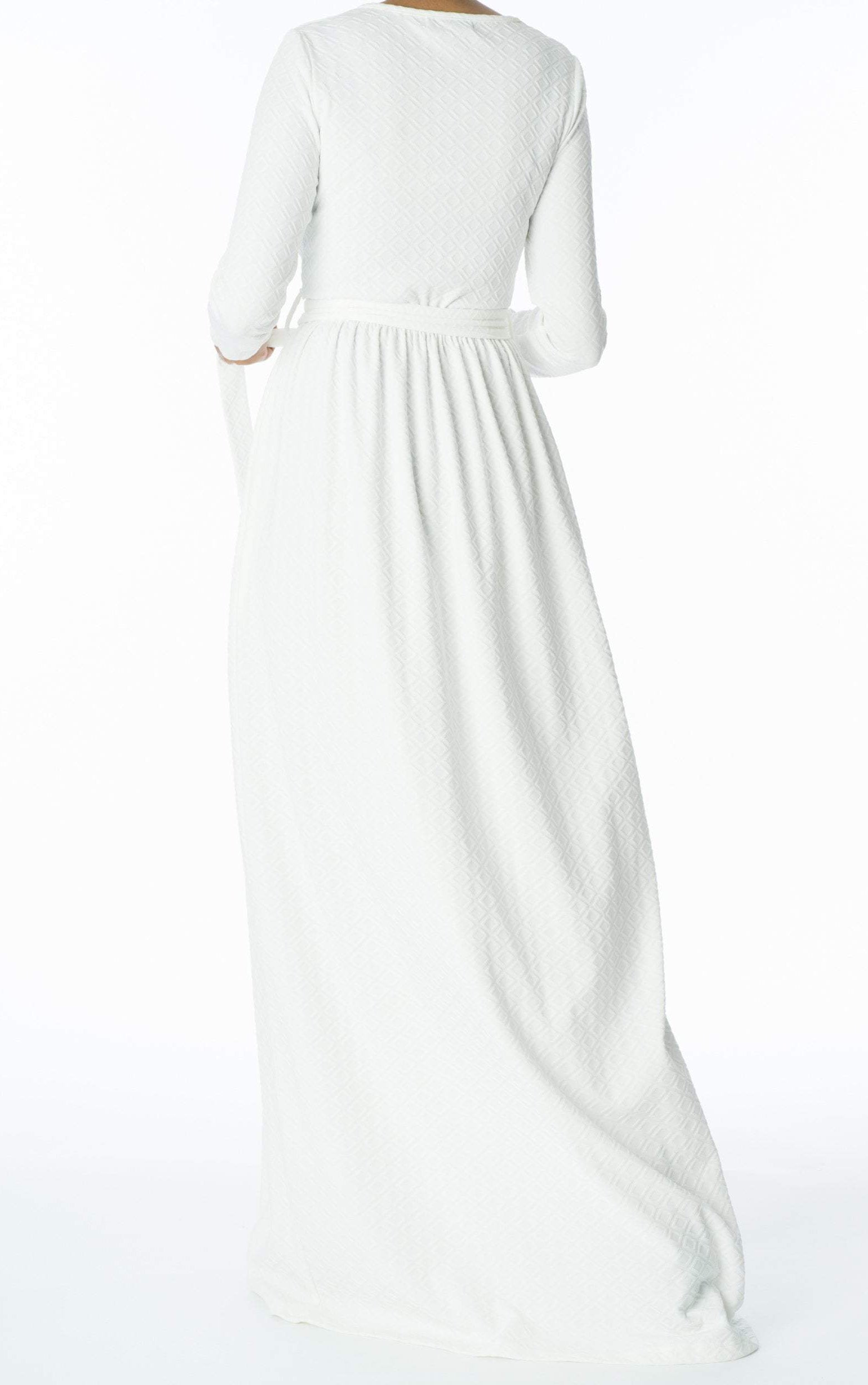 White Textured Ponti-di-roma dress Kabayare