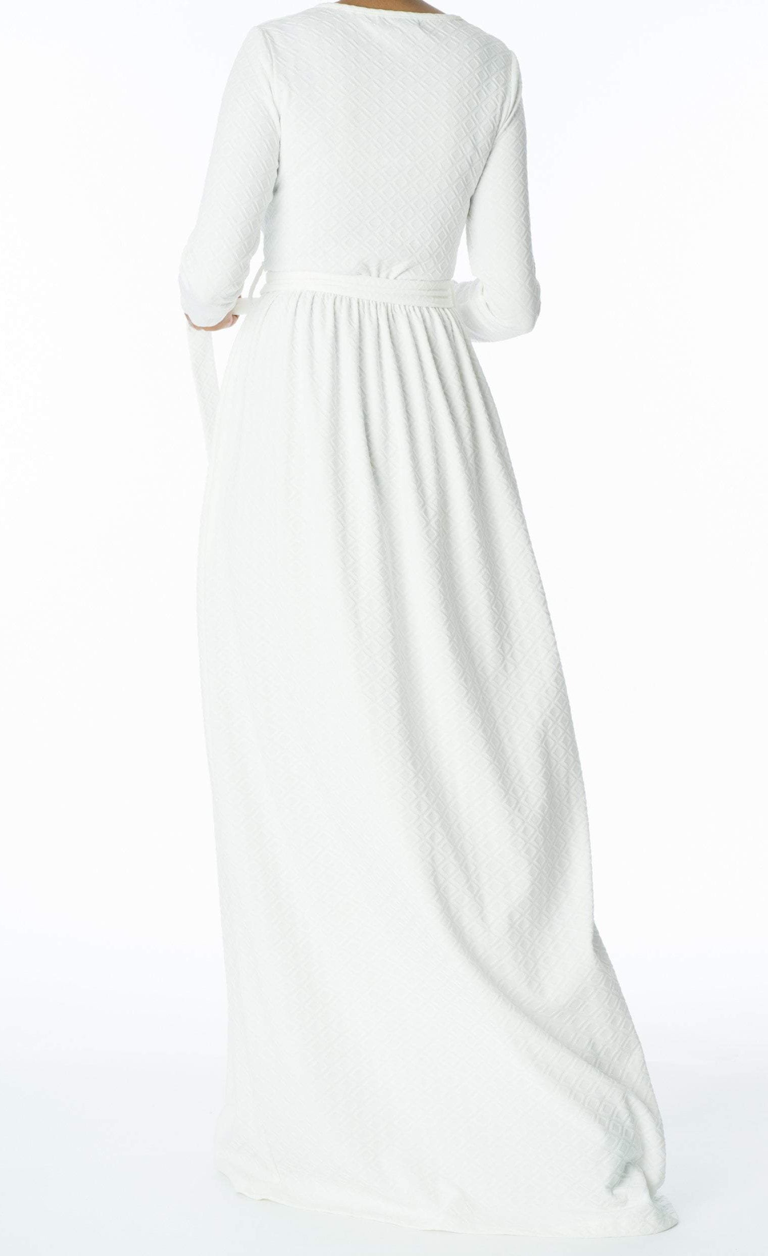 White Textured Ponti-di-roma dress Kabayare
