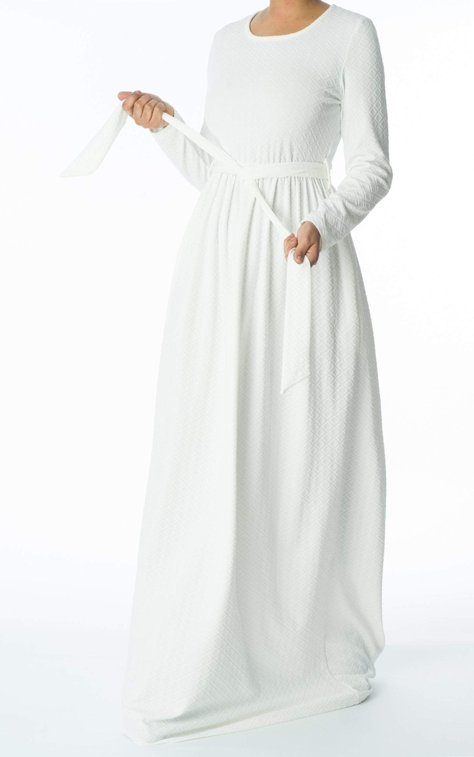 White Textured Ponti-di-roma dress Kabayare