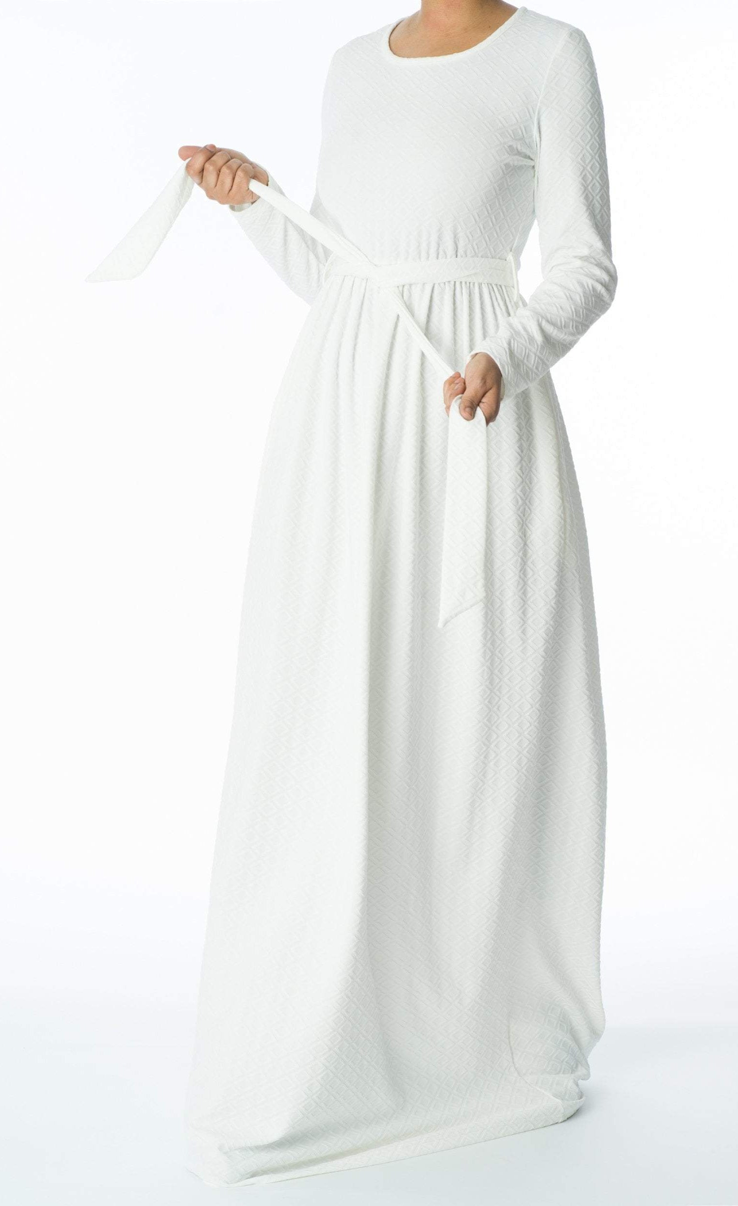 White Textured Ponti-di-roma dress Kabayare