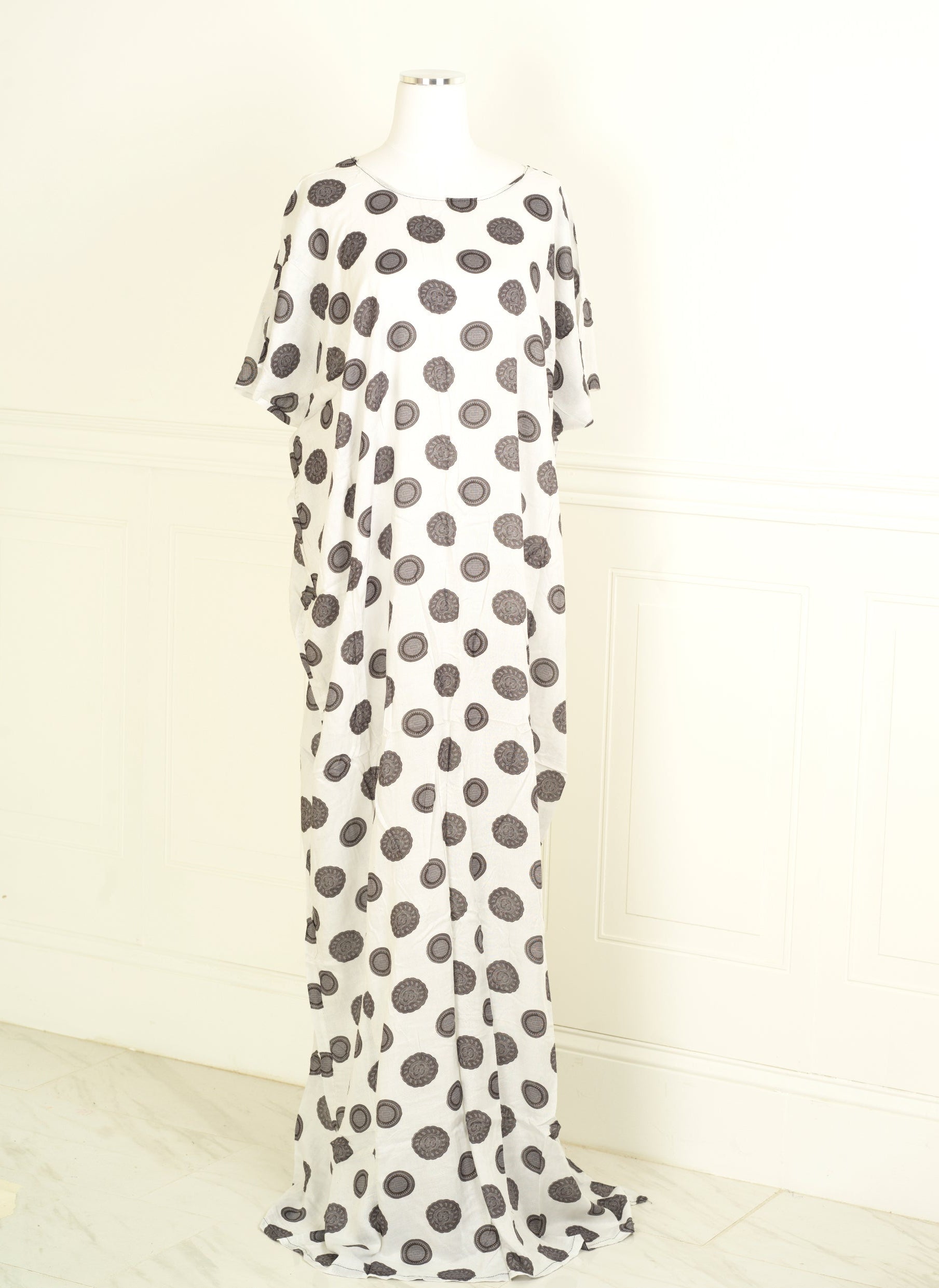 White time machine print bati dress KF