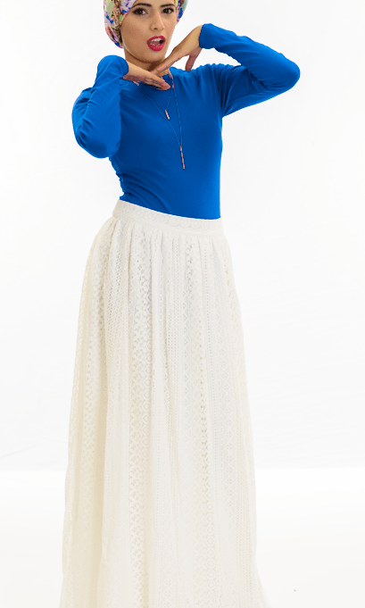 White True Lace Maxi Skirt Kabayare