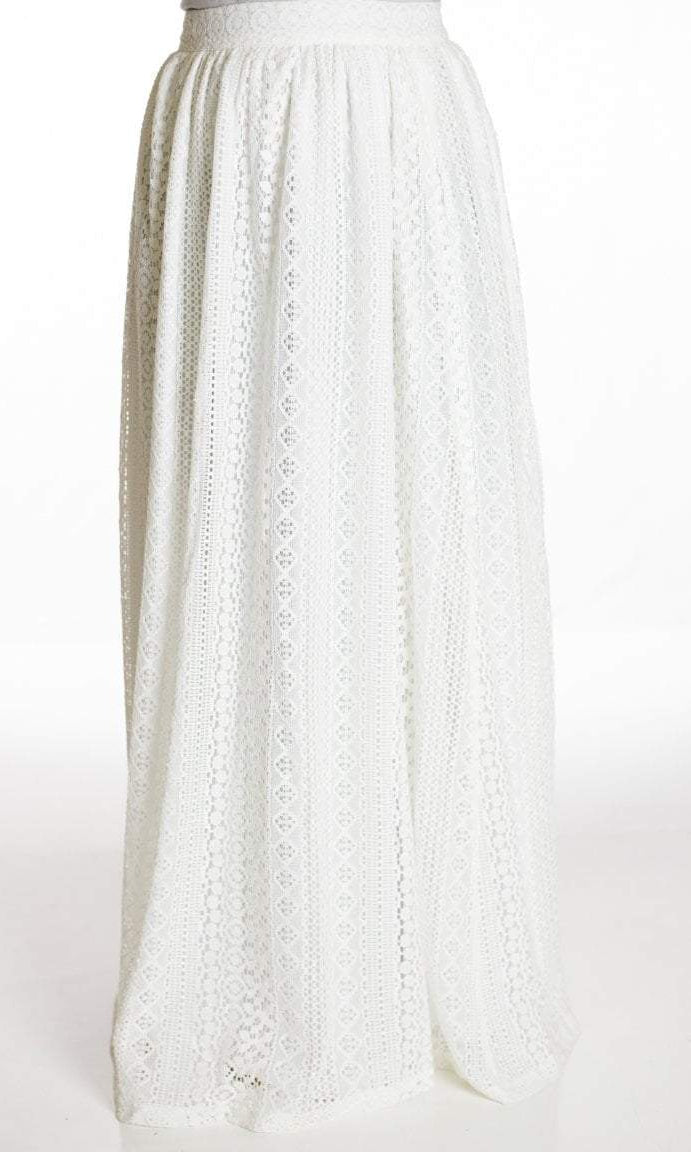 White True Lace Maxi Skirt Kabayare