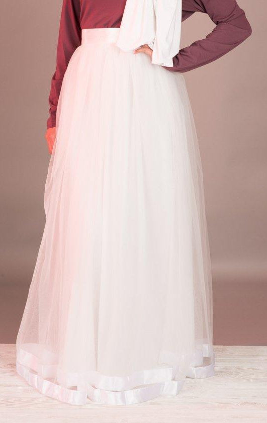 White Tulle Maxi Skirt Kabayare