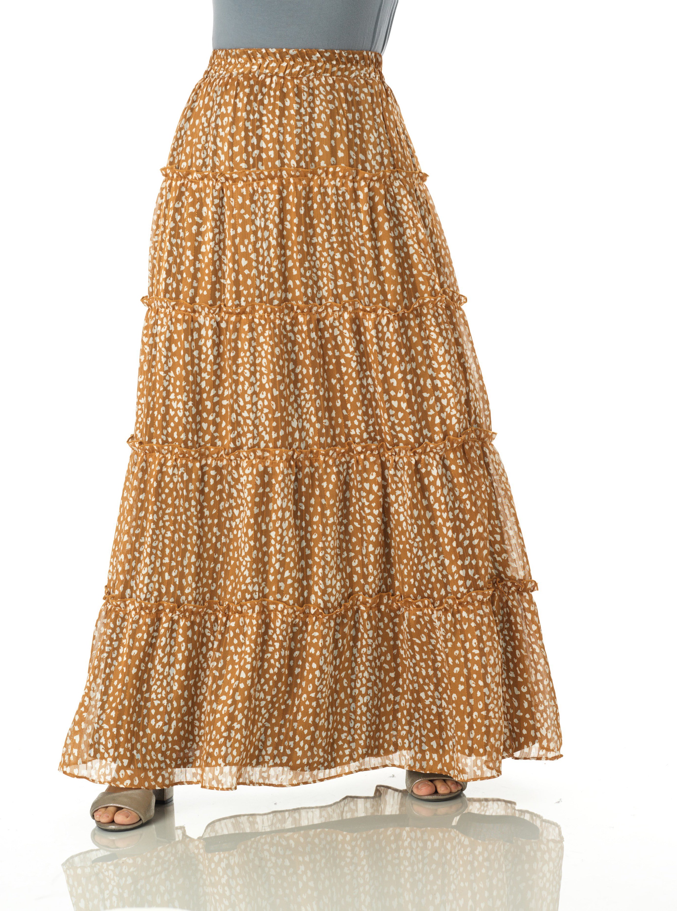 Wild cheetah tiered maxi skirt Kabayare