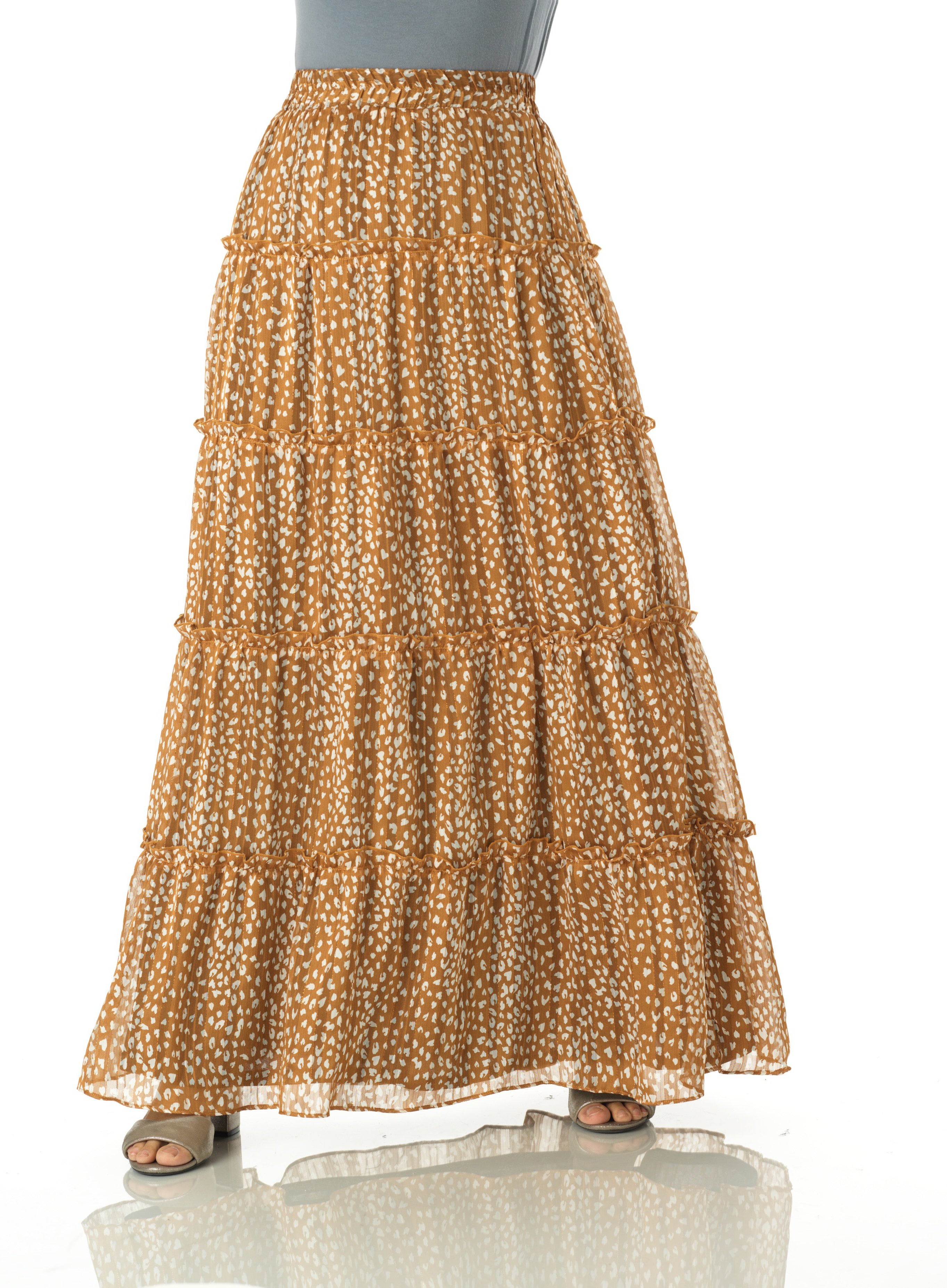 Wild cheetah tiered maxi skirt Kabayare