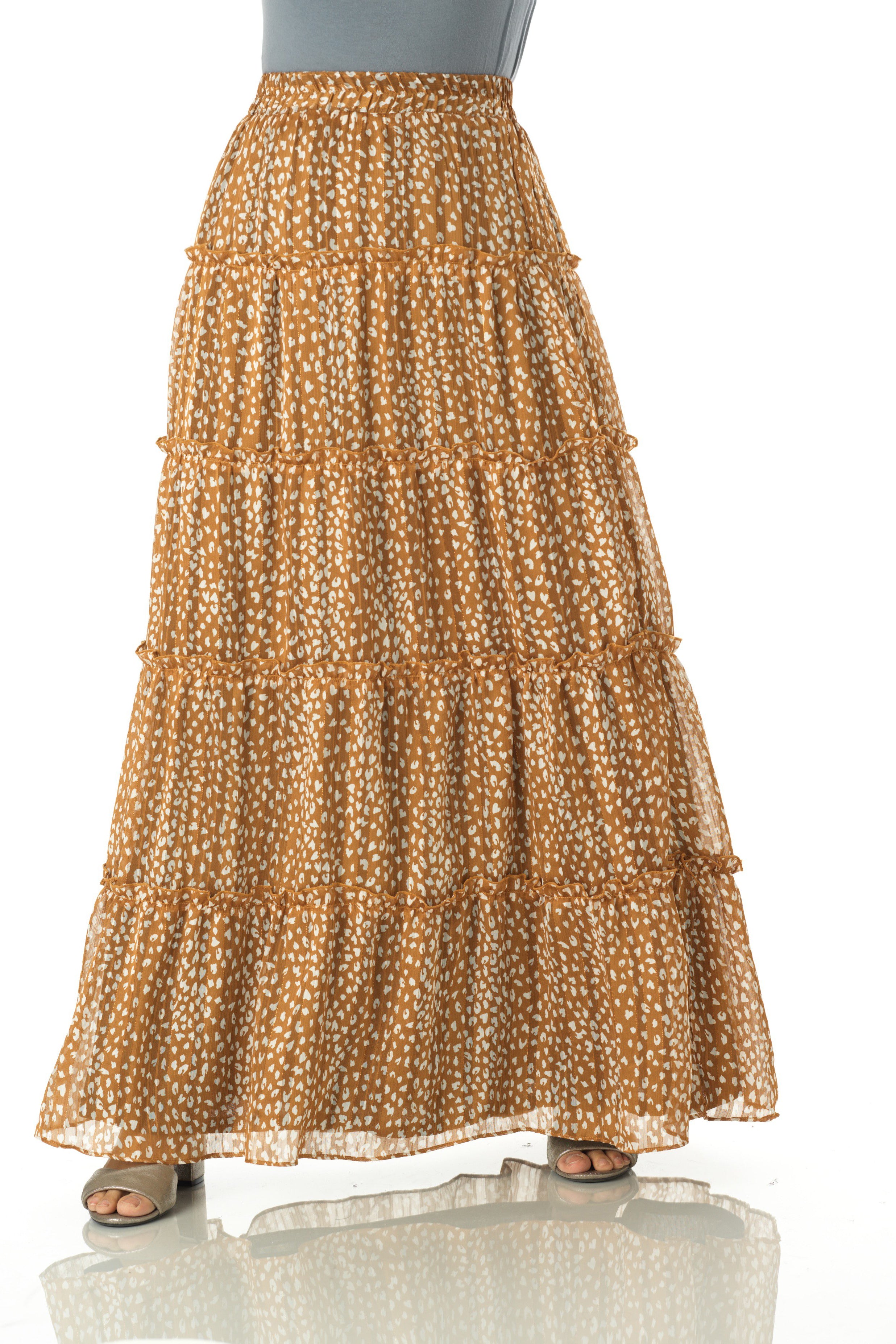 Wild cheetah tiered maxi skirt Kabayare