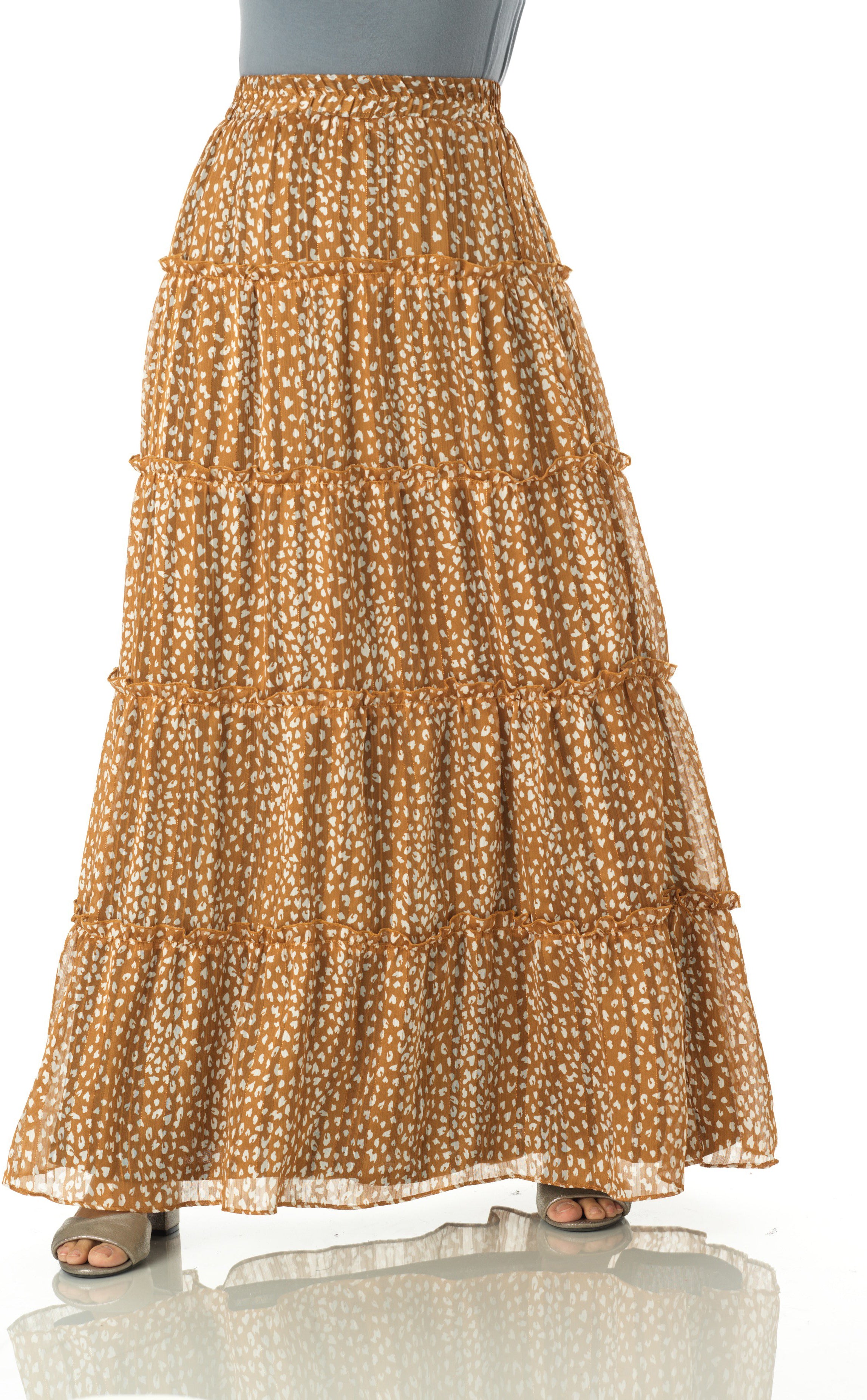 Wild cheetah tiered maxi skirt Kabayare