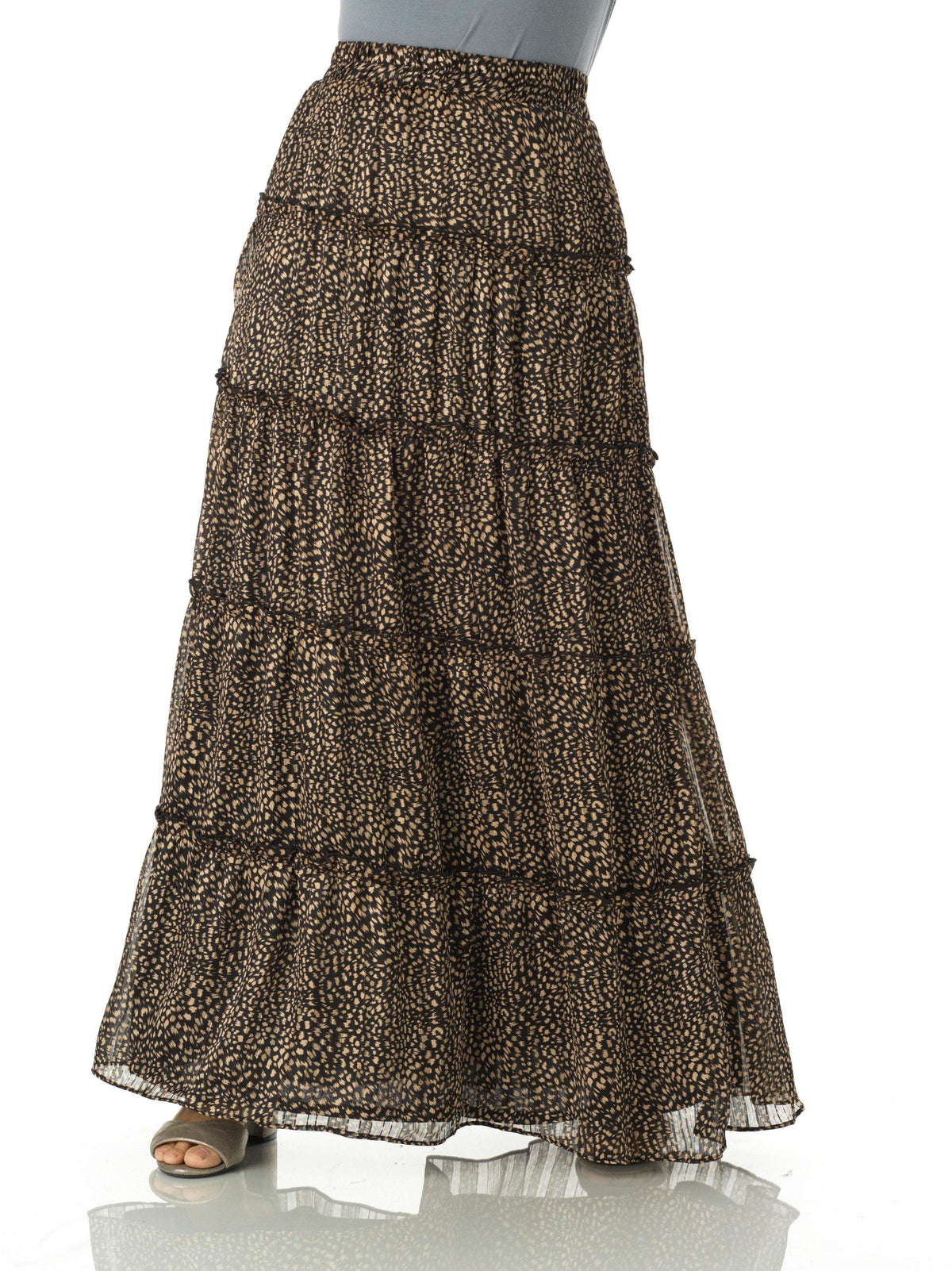 Wild cheetah tiered maxi skirt Kabayare