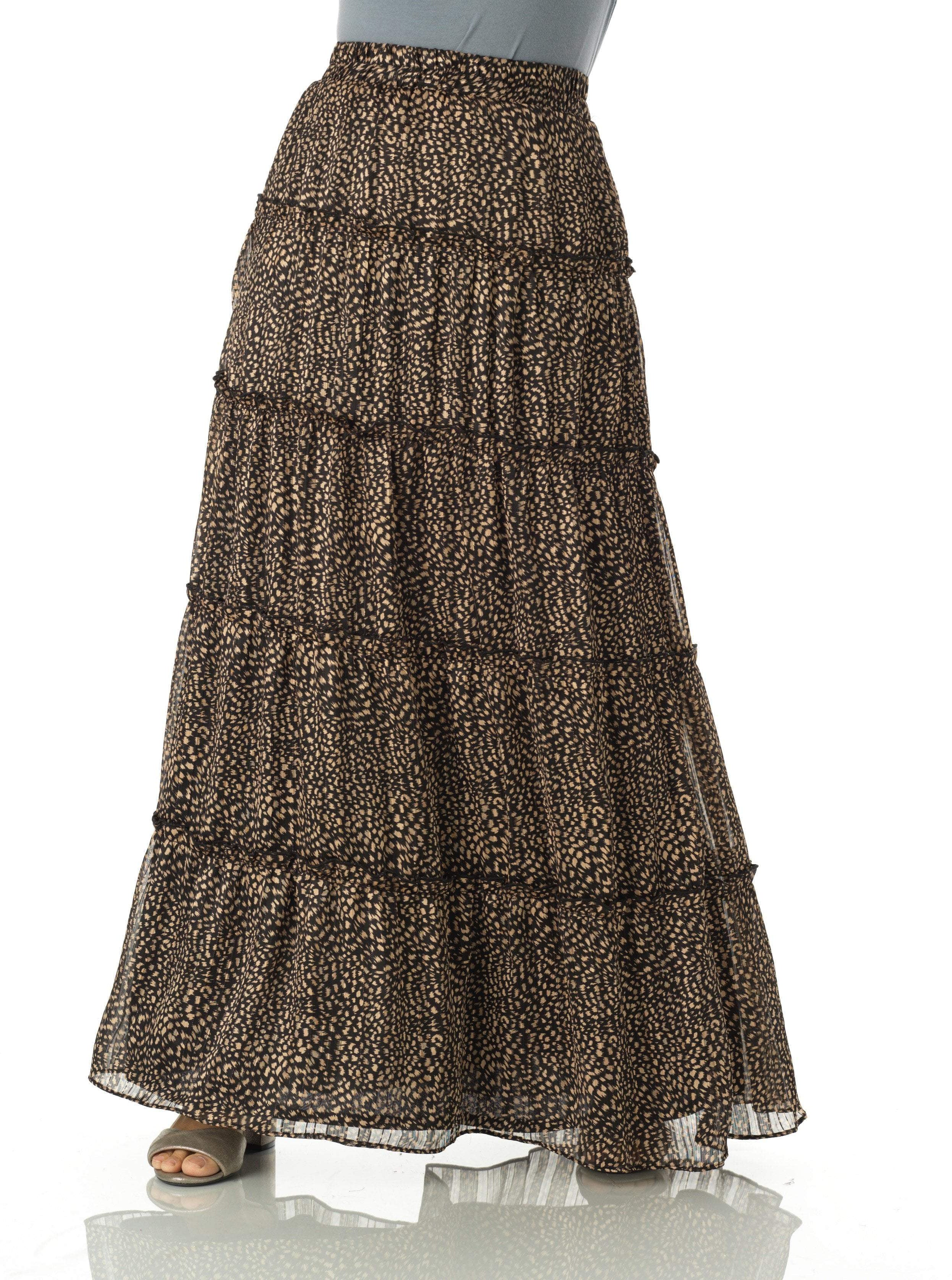 Wild cheetah tiered maxi skirt Kabayare