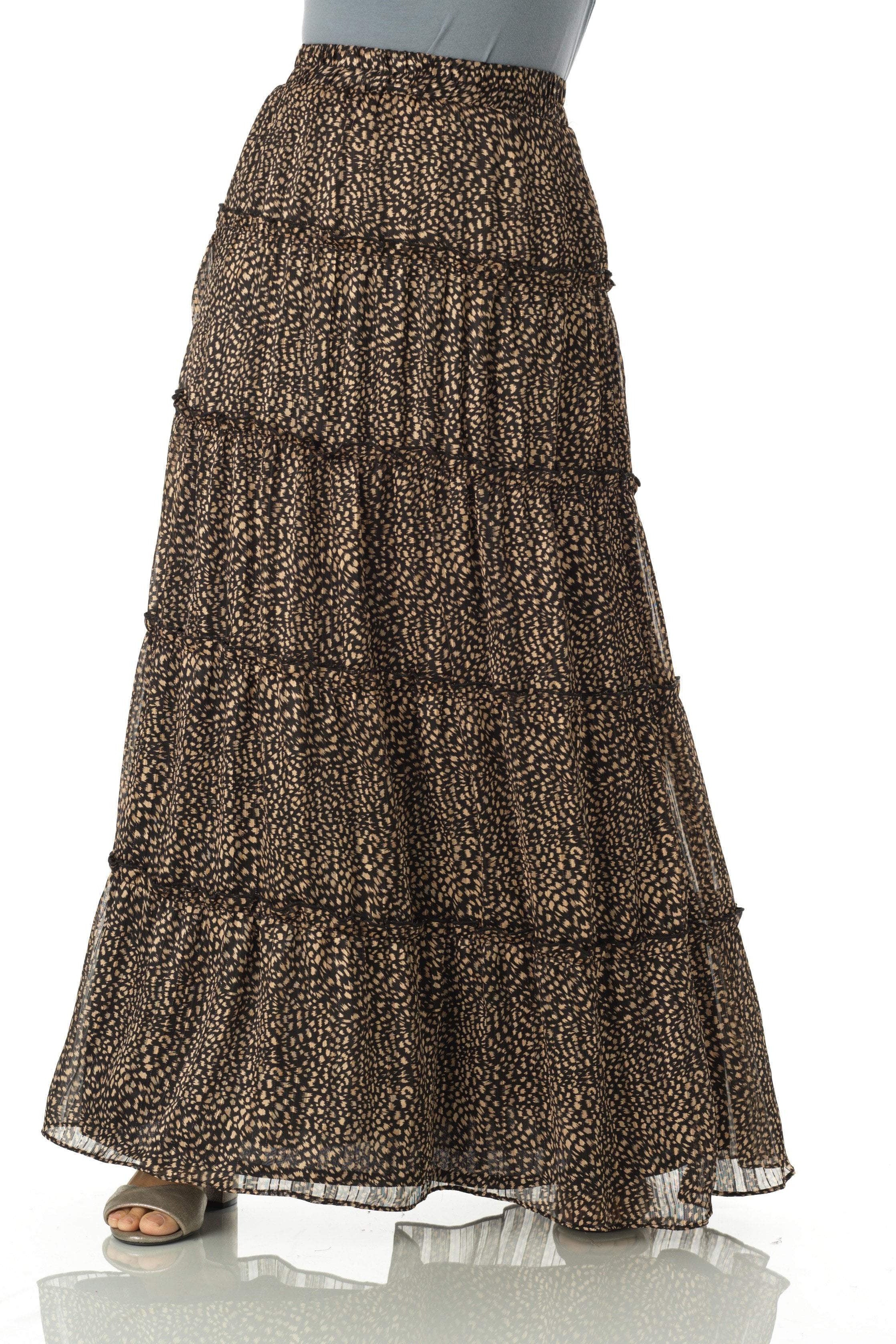 Wild cheetah tiered maxi skirt Kabayare