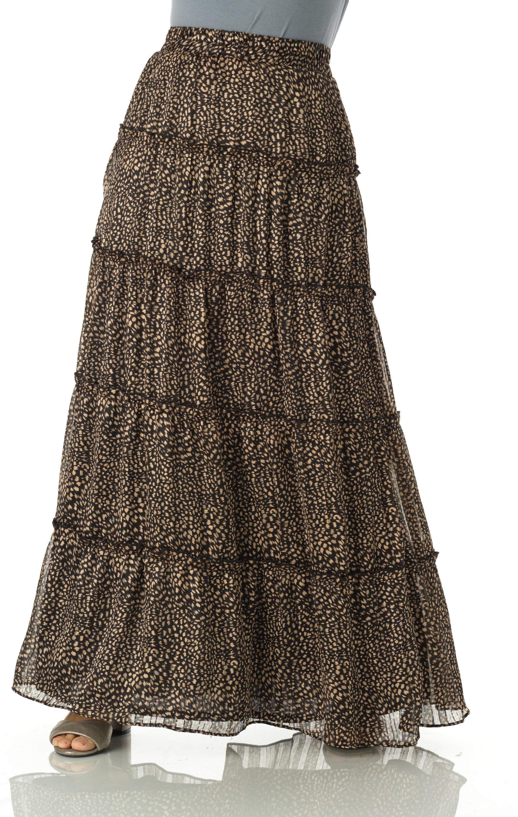 Wild cheetah tiered maxi skirt Kabayare