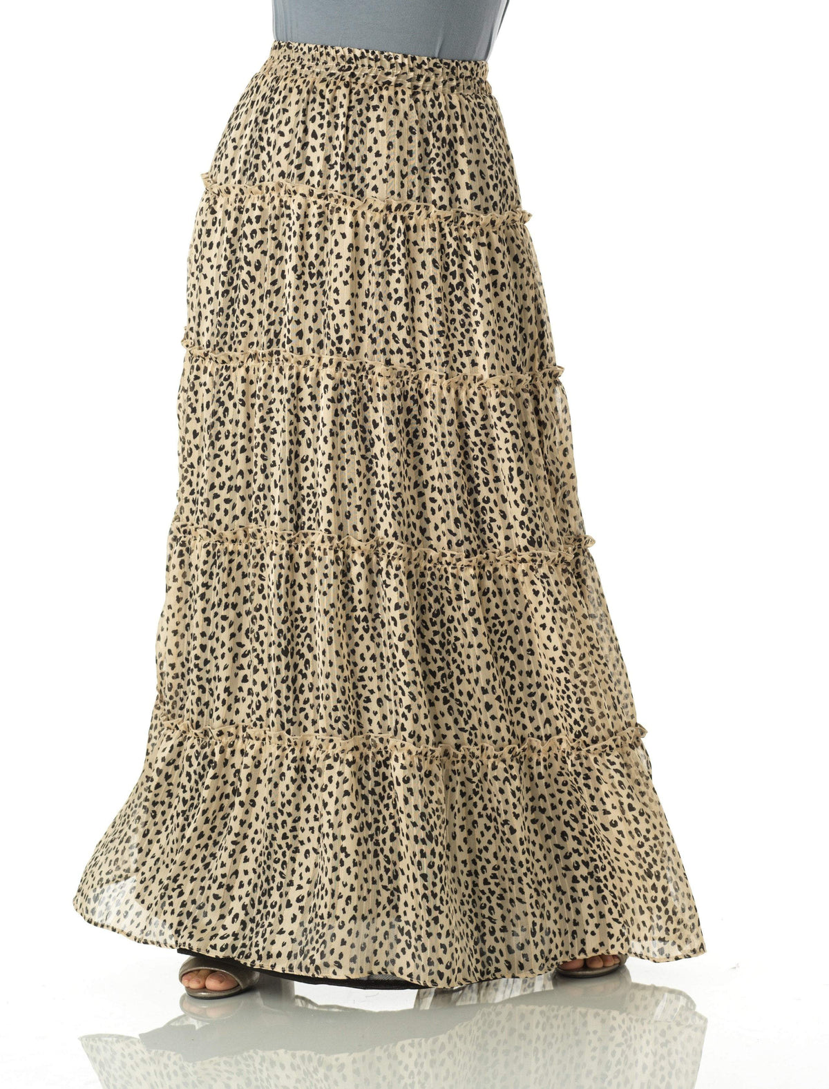 Wild cheetah tiered maxi skirt Kabayare