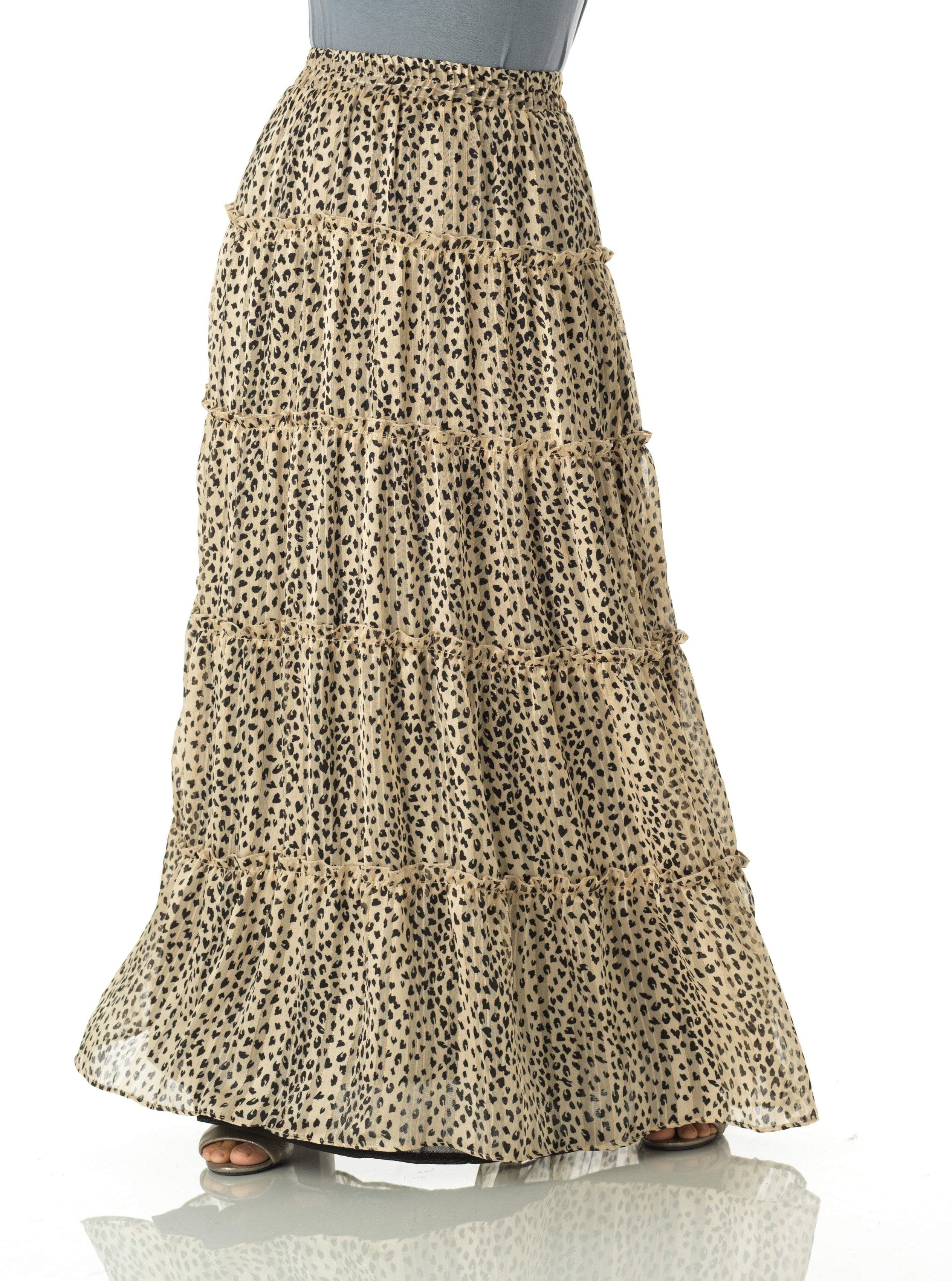 Wild cheetah tiered maxi skirt Kabayare