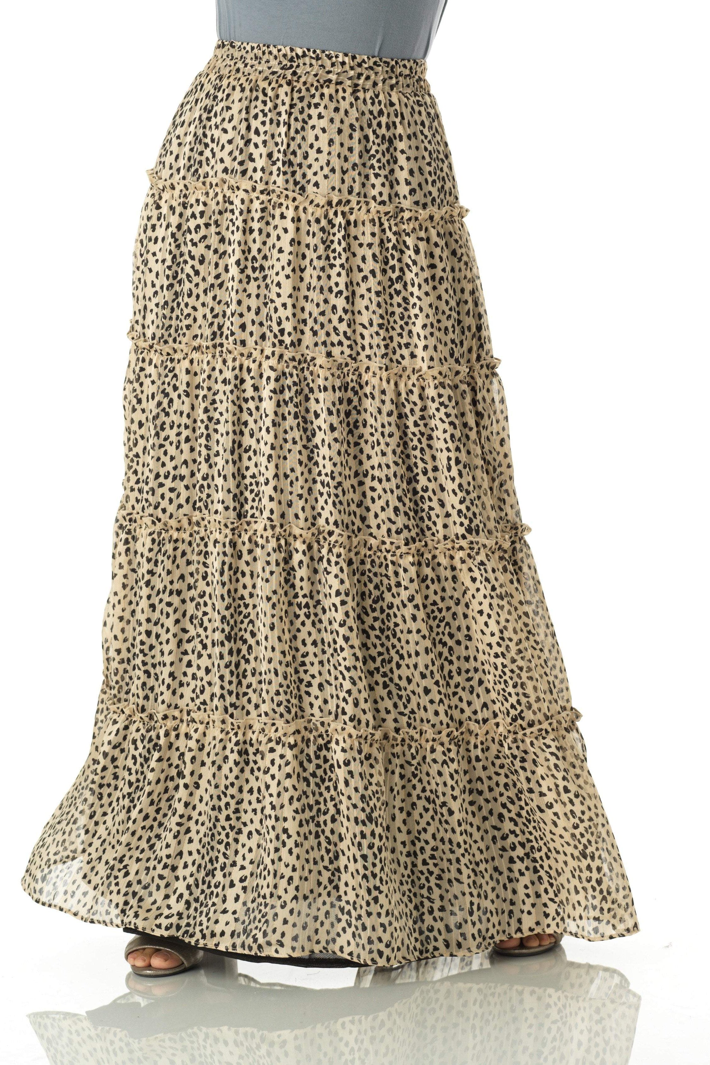 Wild cheetah tiered maxi skirt Kabayare