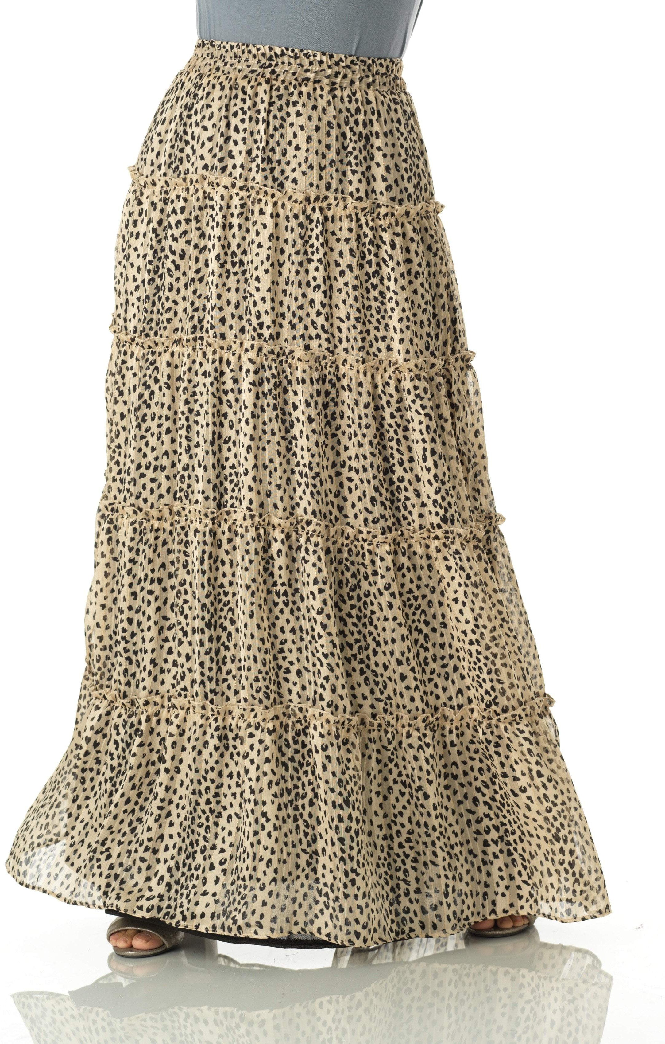 Wild cheetah tiered maxi skirt Kabayare