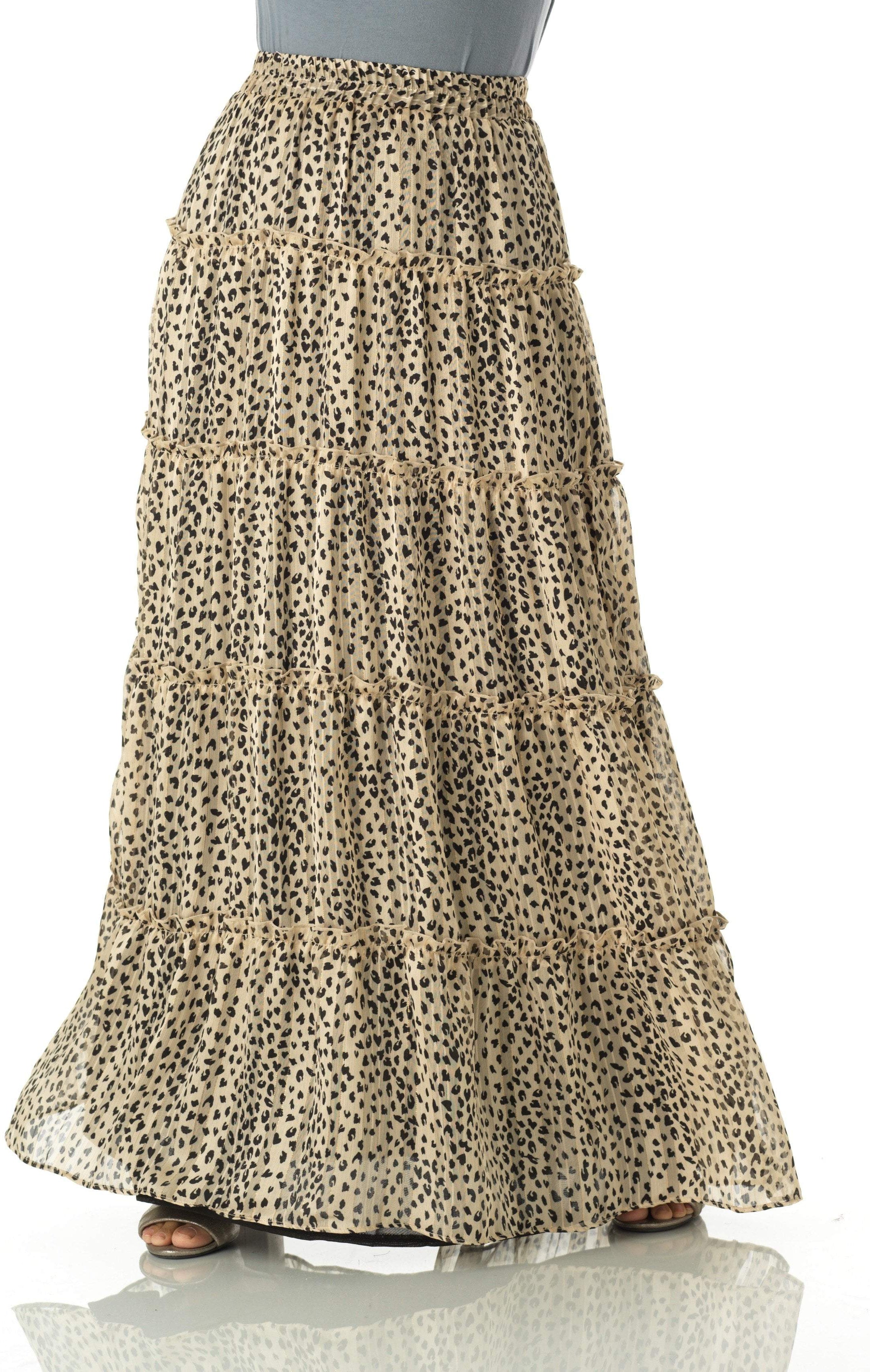 Wild cheetah tiered maxi skirt Kabayare