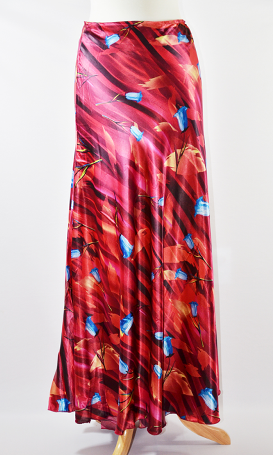 Wine Red Rosey Silk Skirt Kabayare