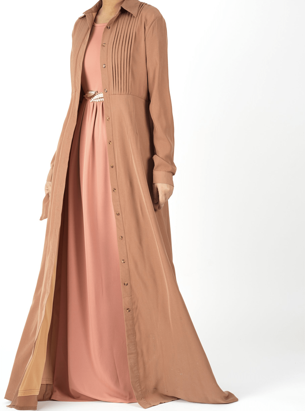 Woven-Cotton Button-Down cardigan dress Kabayare
