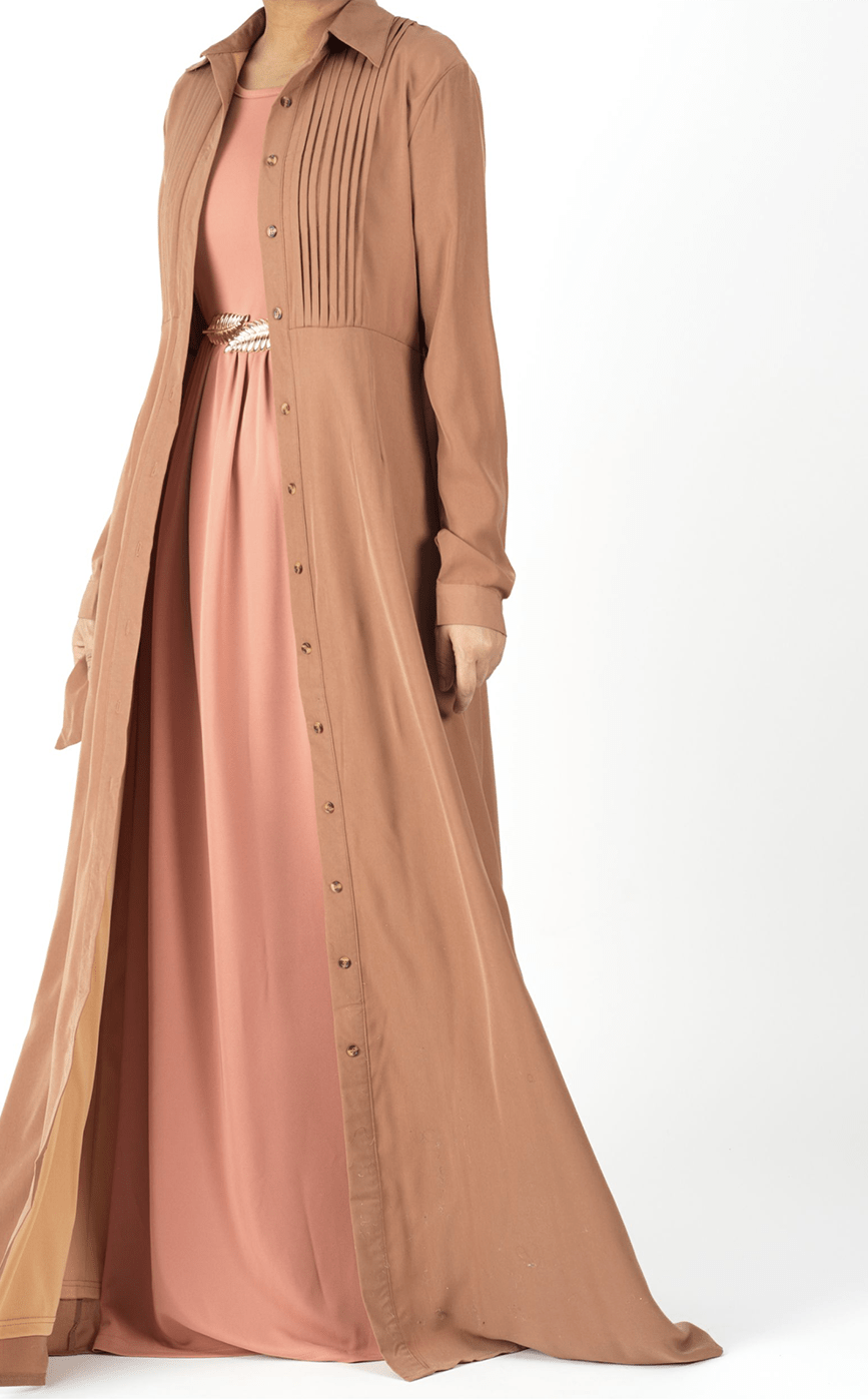 Woven-Cotton Button-Down cardigan dress Kabayare