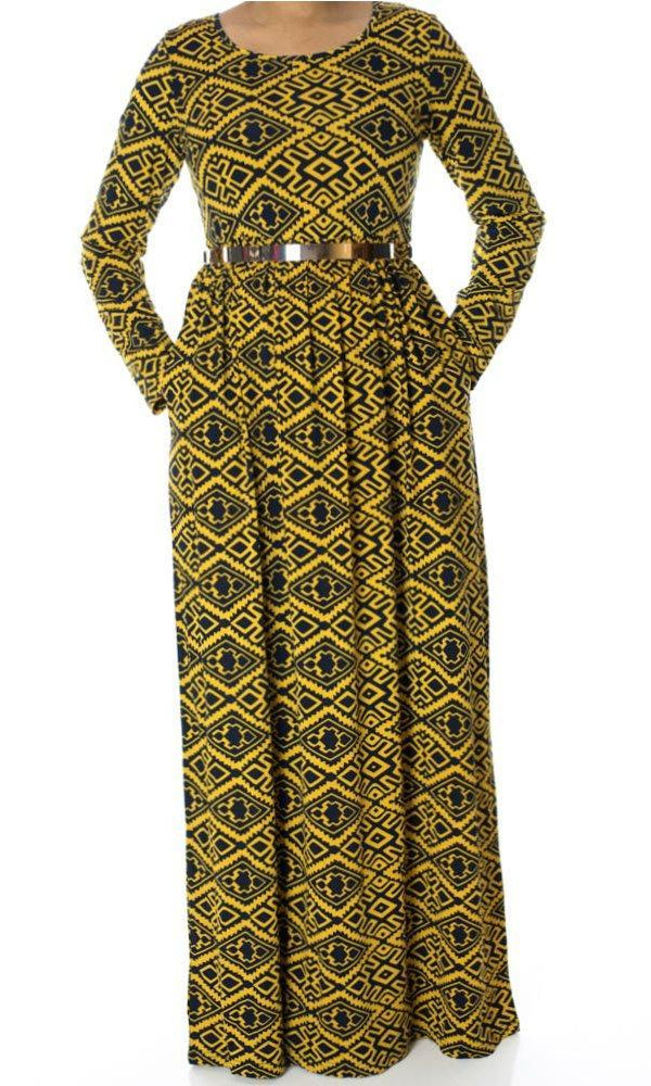 Yellow Aztec maxi dress Kabayare