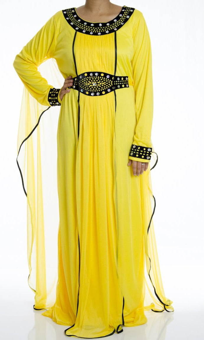 Yellow bumble Kaftan Dress Kabayare