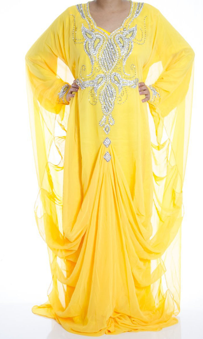 Yellow Drops Swarovski Kaftan Kabayare