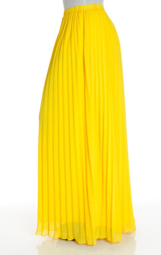 Yellow pleated Maxi Skirt Kabayare