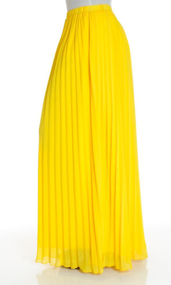 Yellow pleated Maxi Skirt Kabayare