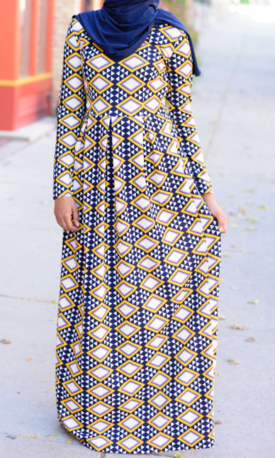 Yellow tribal texture Maxi dress Kabayare