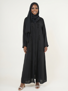 Elegant Black Embroidered Abaya Maxi Dress