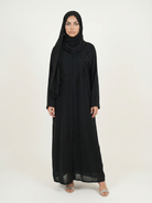 Elegant Black Embroidered Abaya Maxi Dress