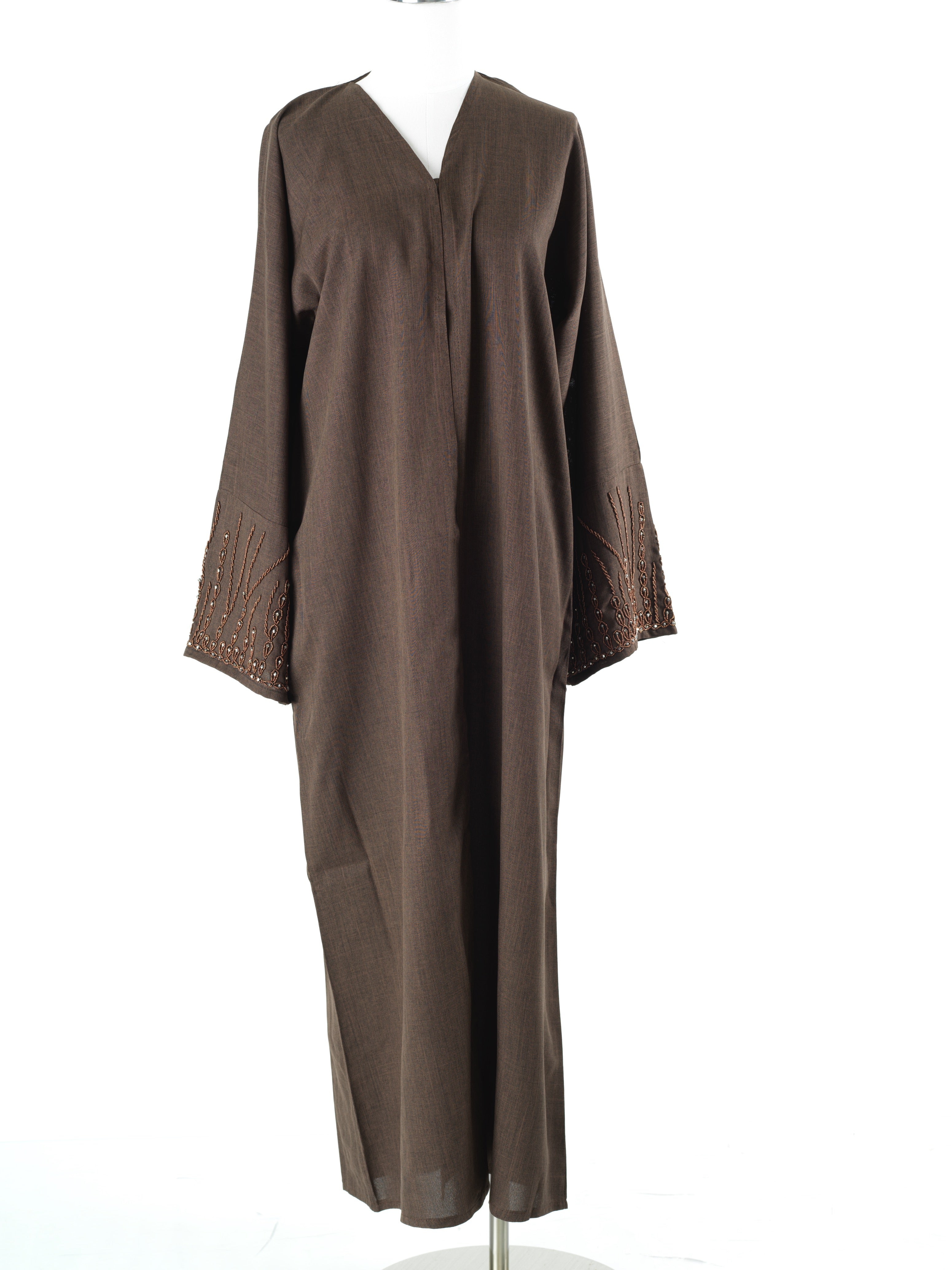 Elegant brown Sleeve Abaya Maxi Dress with Matching Scarf — modest abaya | Kabayare Fashion