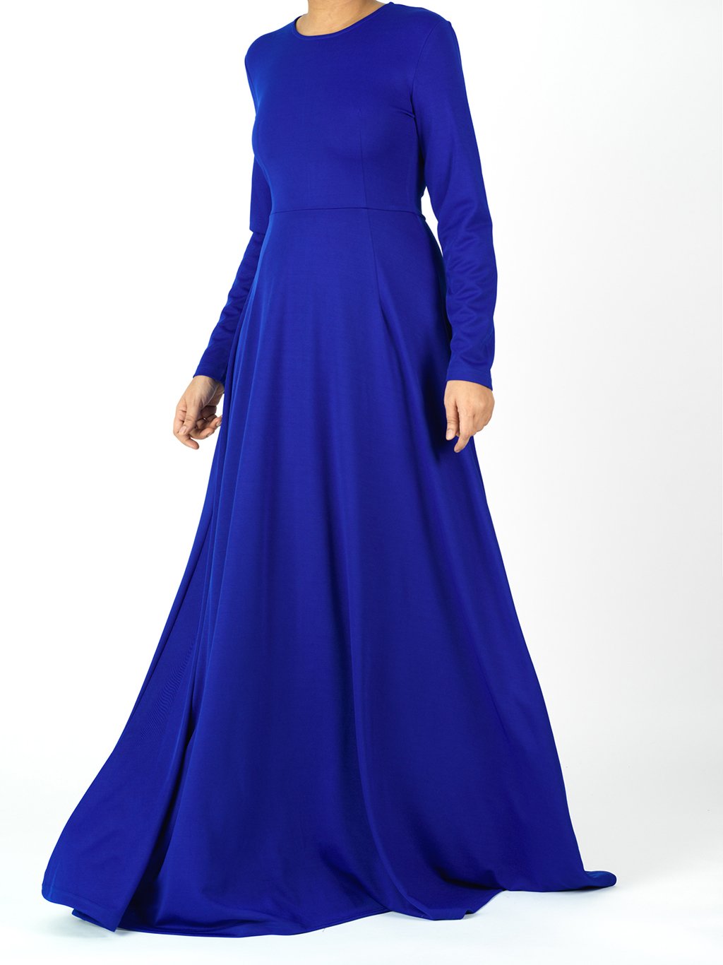 maxi dress modest casual Blue Floral V-Neck Maxi Dress Classy Closet Modest Clothing Medium