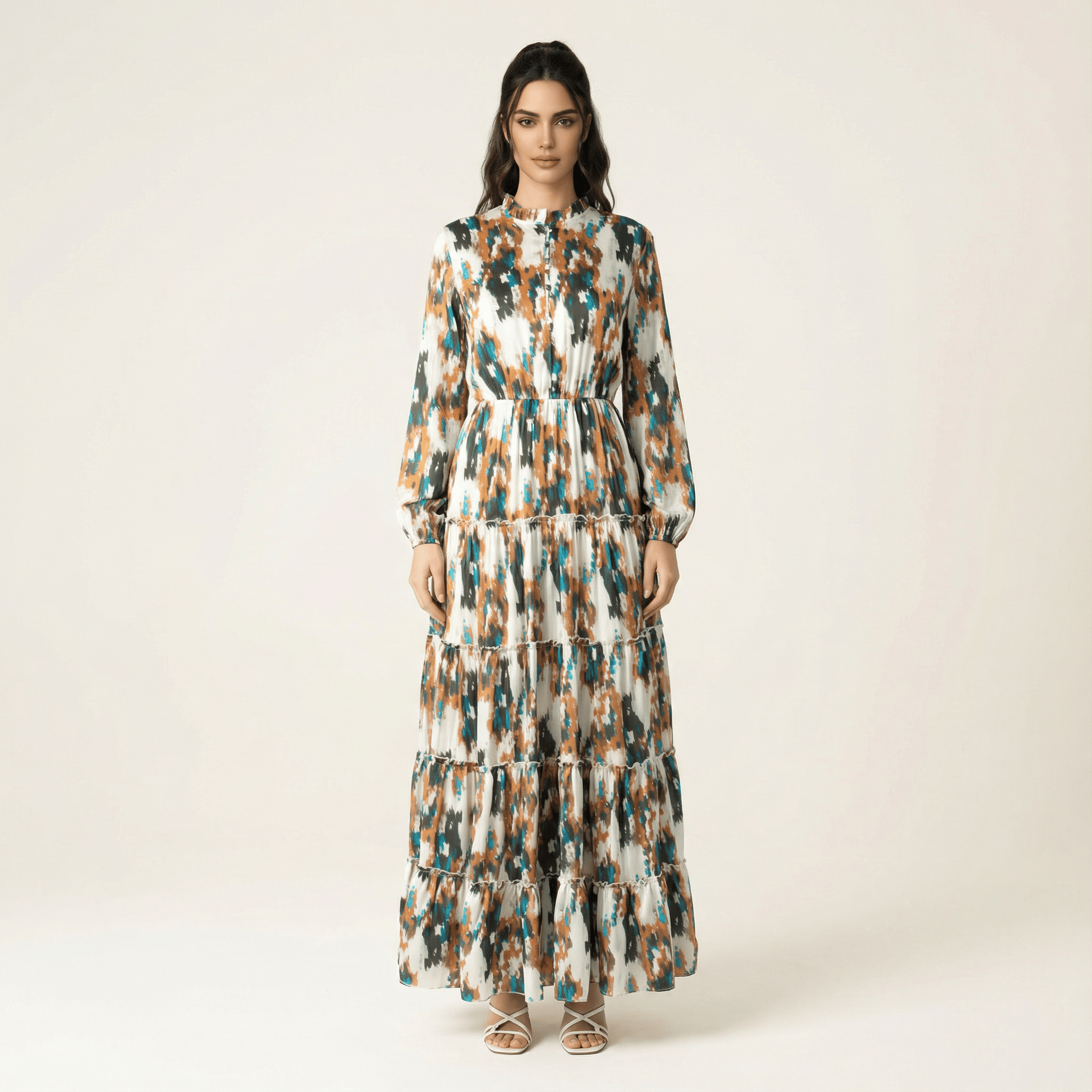 Alexandra Anitta tiered chiffon maxi dress Kabayare
