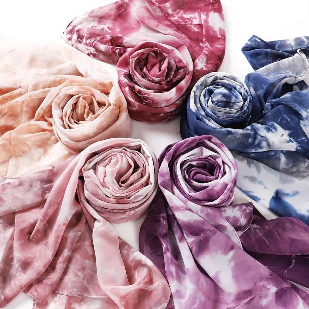 Beautiful chiffon Tie Dye Chiffon hijab Kabayare